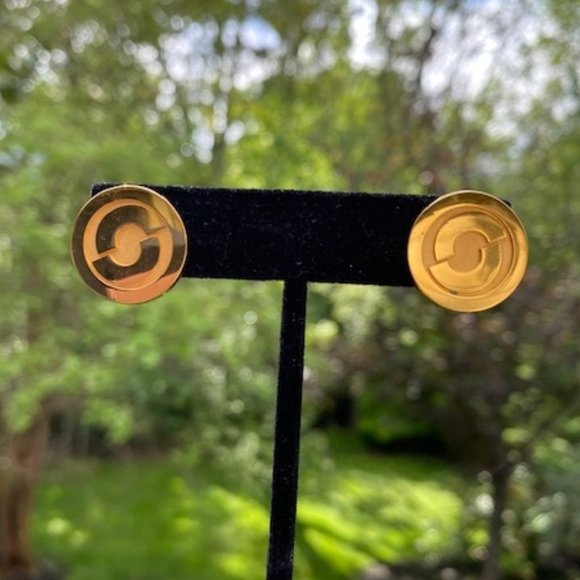 VTG 14K Gold Signed BFL Disc EARRINGS - Picture 3 of 10